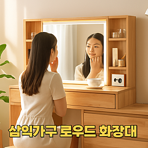 삼익가구 로우드 화장대 리뷰｜LED조명 + 수납력 끝판왕