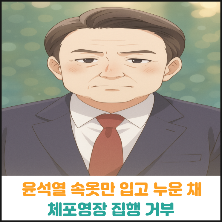  윤석열 속옷만 입고 누운 채, 체포영장 집행 거부