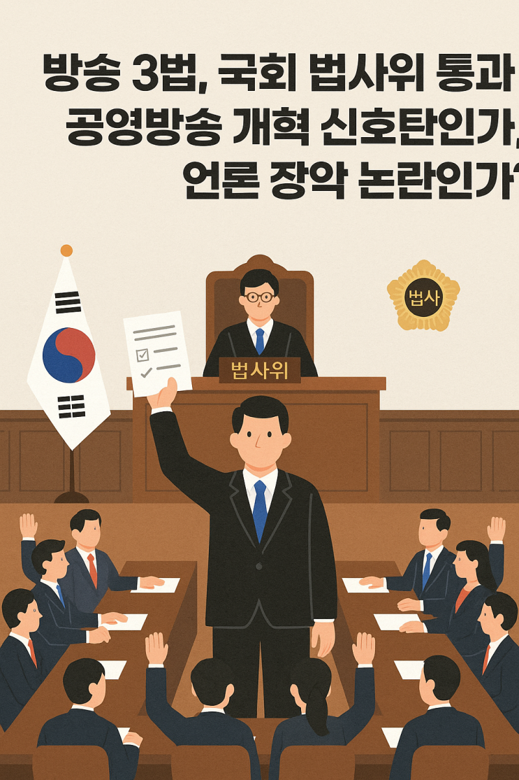<b>방송 3법</b>, 국회 법사위 <b>통과</b>! 공영<b>방송</b> 개혁 신호탄인가, 언론... 