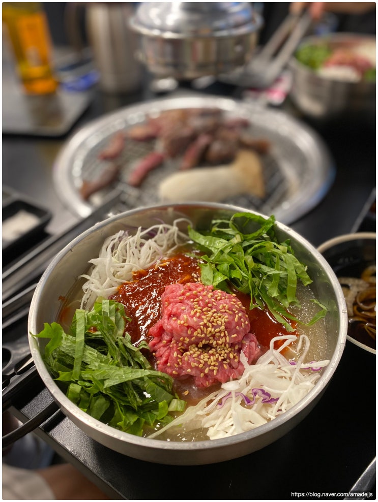  여주 신륵사 맛집, 팔삼정육식당에서 등심과 한우물회에 빠진 이야기