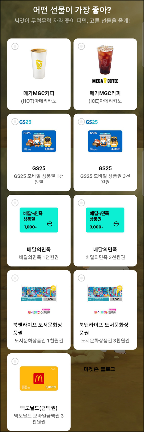  번개장터 꽃 피우기(기프티콘)전원