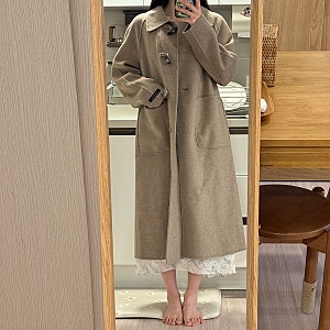 라인어디션 캐시미어 싱글카라 더플 코트 NHHCOK0900/여성 코트 추천/사이즈 팁/내돈내산