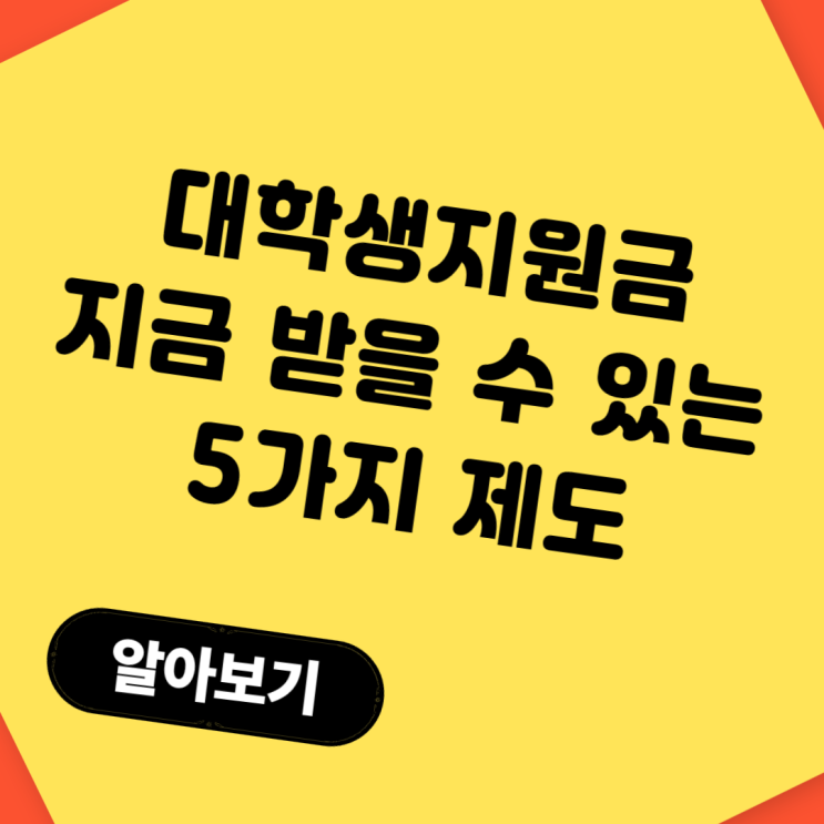  대학생지원금 지금 받을 수 있는 제도 5가지 총정리