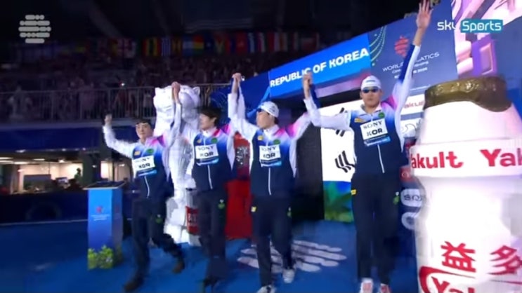세계 5위 한국 남자 <b>자유형</b> 800m 계영, <b>지유찬</b> 아시아신기록... 