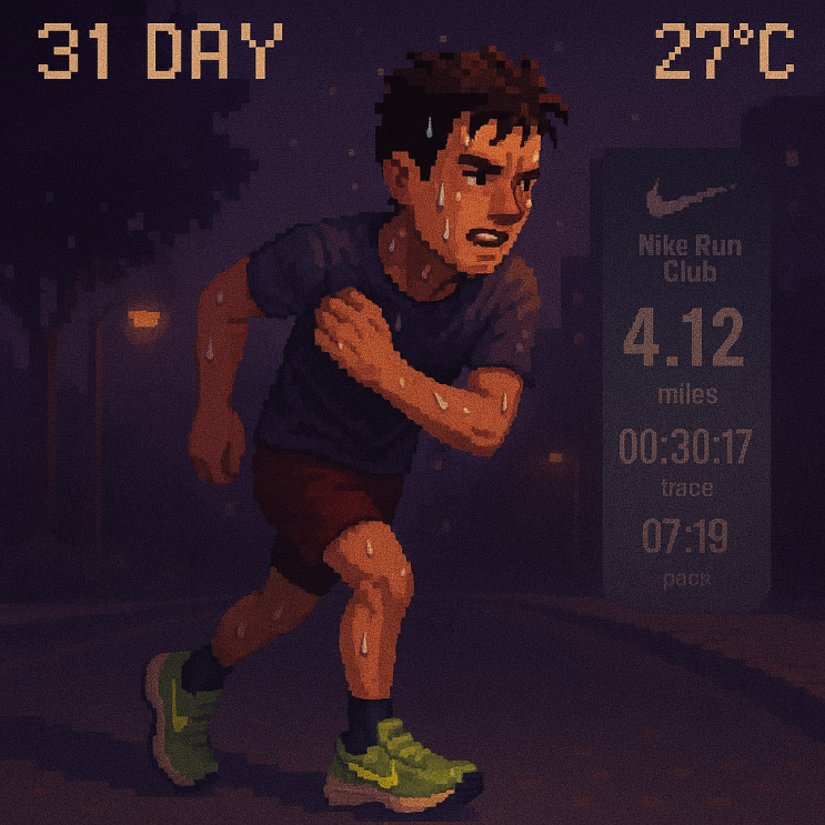  [초보러너의 러닝일지] 31일차, 나이키 페가수스41과 함께한 야간 6km 러닝