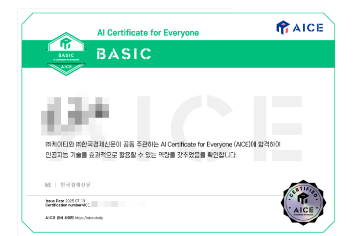  AICE Basic 합격 후기
