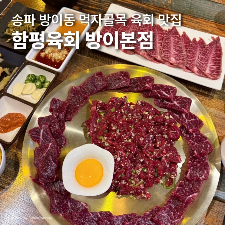  송파 방이동 먹자골목 맛집 함평육회 당일도축 뭉티기 추천