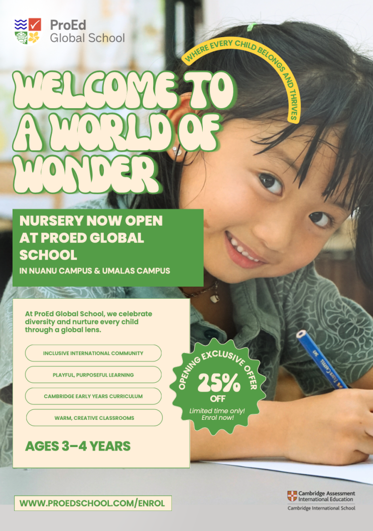  발리 국제학교 유치원 신규 오픈! 지금 등록하면 25% 할인 혜택