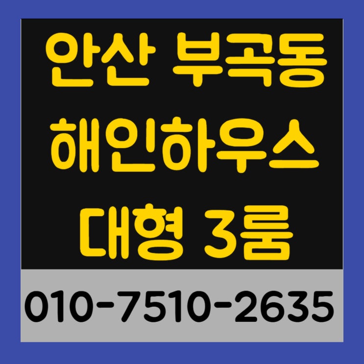  안산 부곡동 해인하우스 대형 3룸 신축빌라 최저실입주금