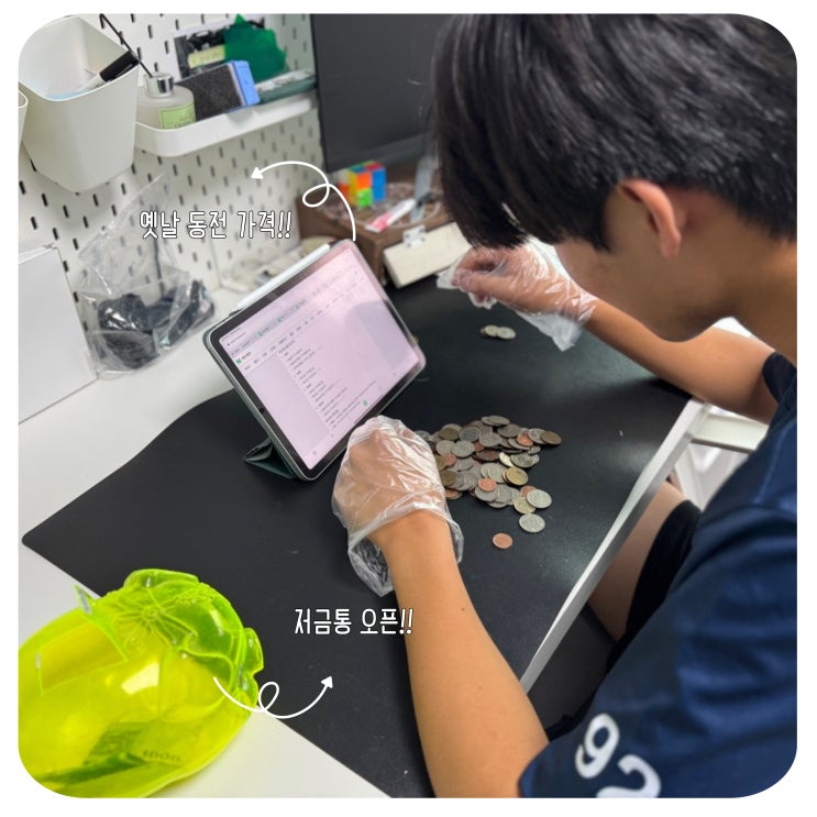  옛날 동전 가격 궁금했던 모양에 건성 건성 모아온 저금통 오픈 역시