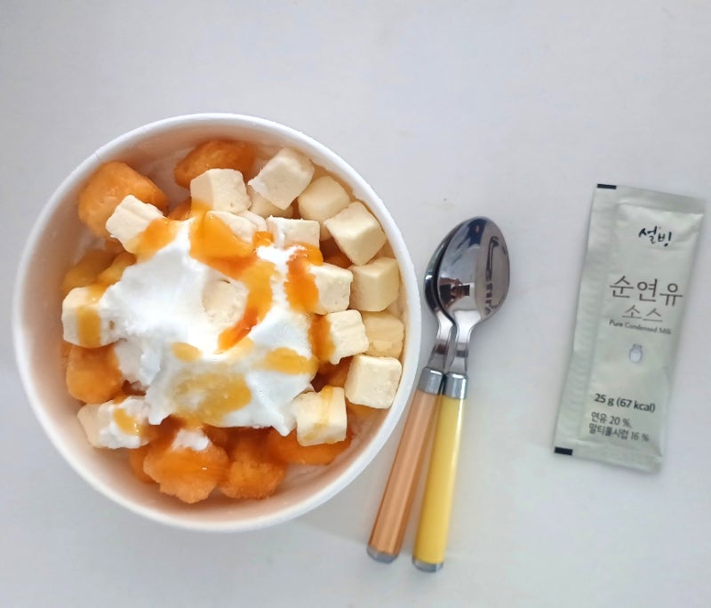 설빙 포장 후기 애플망고치즈빙수 포장상태 집에서 즐기는 설빙
