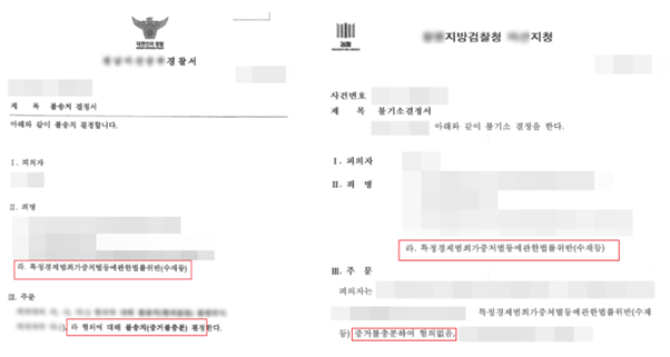  금융기관 임직원 수재죄 경찰단계 불송치 무혐의 종결 사례 공유 억울한 형사 사건 조력 상담 문의 창원형사변호사