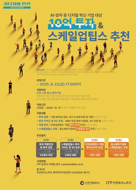 인공지능(AI)·양자 등 디지털 혁신기업 대상 ‘10억 투자 및 스케일업팁스’ 추천 지원