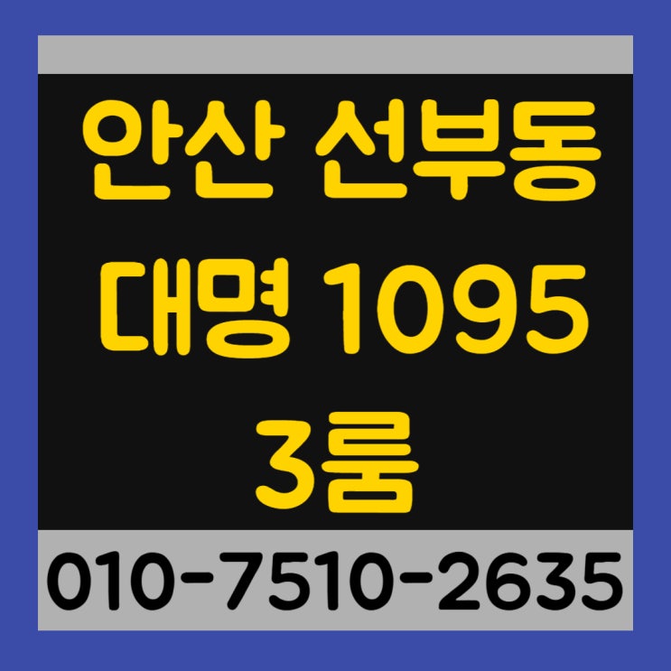  안산 선부동 대명 1095 3룸신축빌라 최저실입주금