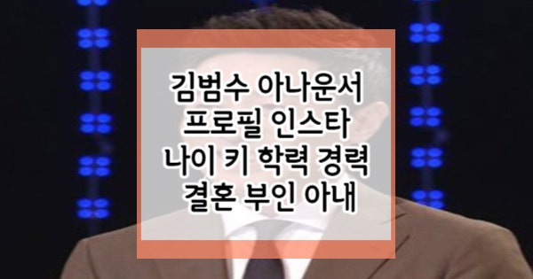 김범수 아나운서 프로필 인스타 나이 키 학력 경력 결혼 부인 아내