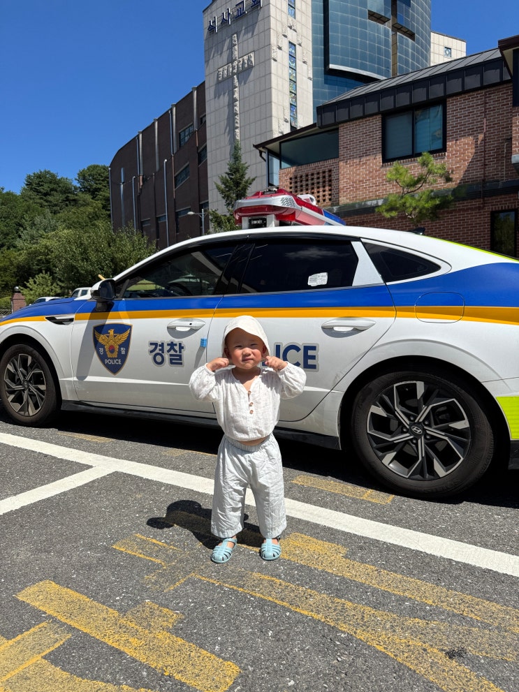  삼둥이 춘천소방서, 춘천남부지구대 구경하고 이디야 춘천포레스트점 다녀왔다.