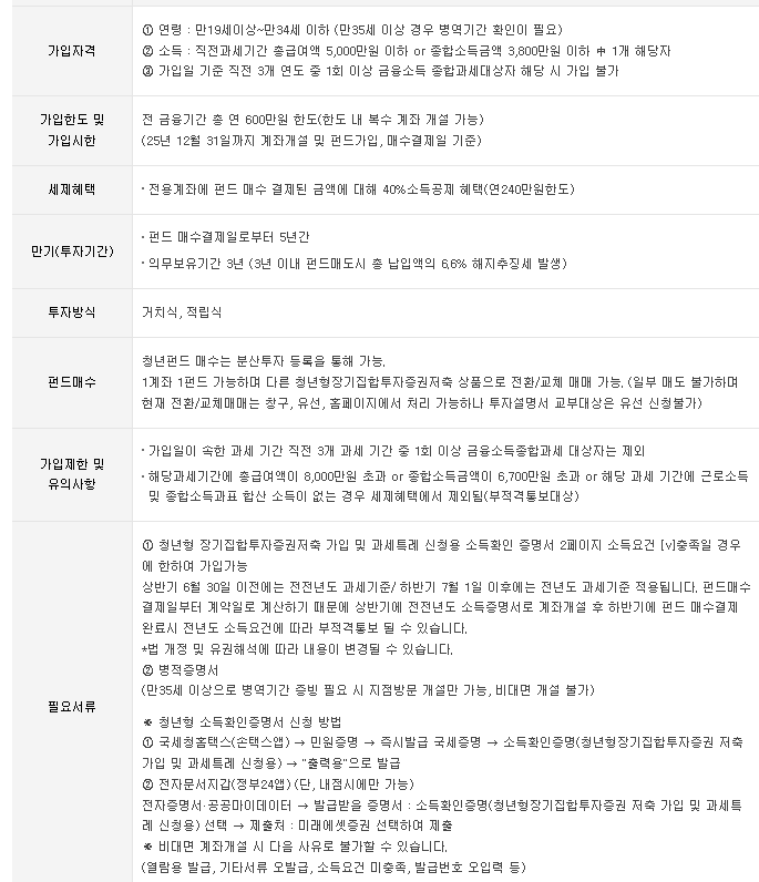  [자산관리][청년형 장기집합투자증권] 미래에셋증권 세재혜택 계산