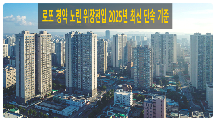 “로또 청약 노린 위장전입, 적발되면 평생 청약 불가? 지금 꼭 알아야 할 2025년 최신 단속 기준”