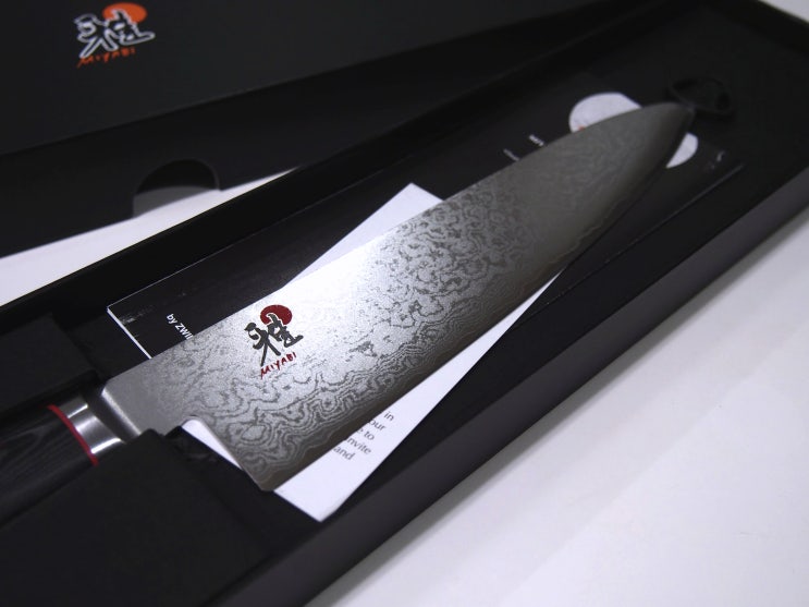  [내돈내산] 미야비 카이젠(Kaizen) 8'' 셰프나이프 리뷰 : 다마스커스 패턴 1