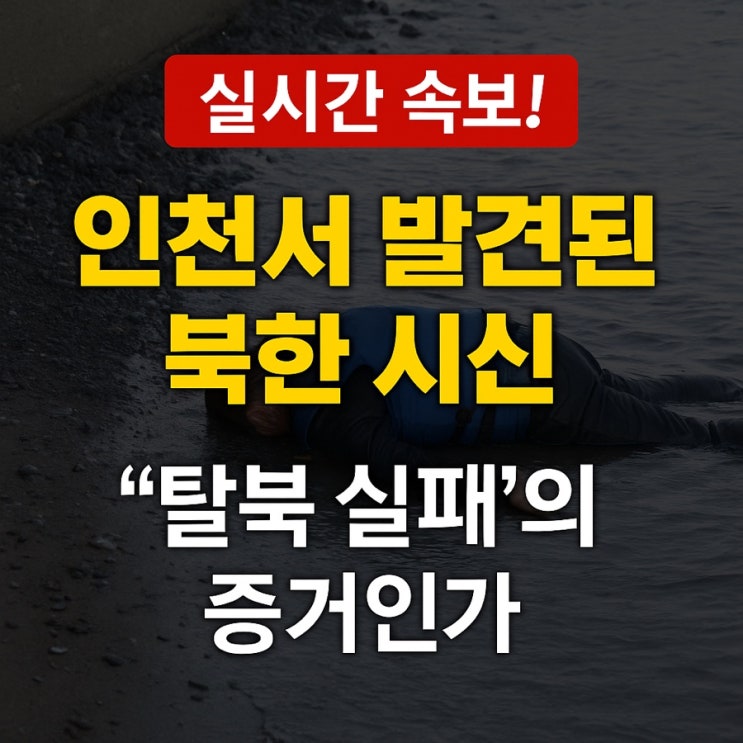 실시간 속보! <b>인천</b>서 <b>발견</b>된 북한 <b>시신</b>, ‘탈북 실패’의 증거인가