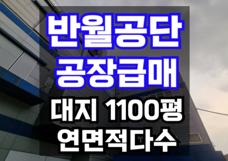  반월공단 화학공장 공장 매매, 연면적 2300평의 A급 공장, 폐수처리장 [반월공단 부동산]