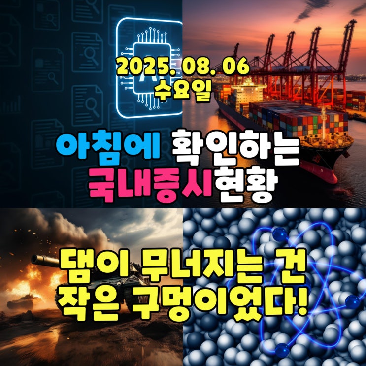  2025년 8월 6일(수) 주요 증시 및 스케줄 (주가지수 5000은 신기루 였나? )