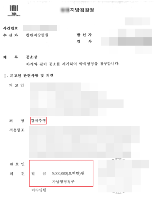  성범죄 강제추행 약식기소 및 벌금형 종결 승소 사례 창원성범죄전문변호사 부산 울산 강제추행변호사 찾는다면