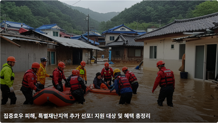  집중호우 피해, 특별재난지역 추가 선포! 지원 대상 및 혜택 총정리