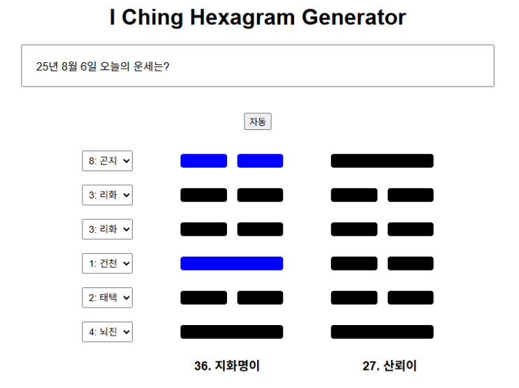  25년 8월6일 오늘의 운세는? 지화명이 3효,6효