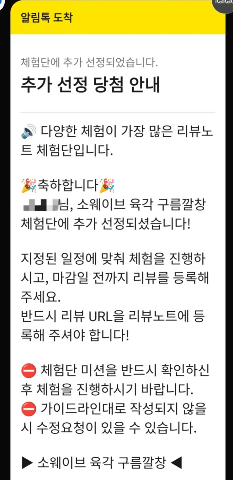  체험단 선정 소식 [소웨이브 육각 구름깔창]