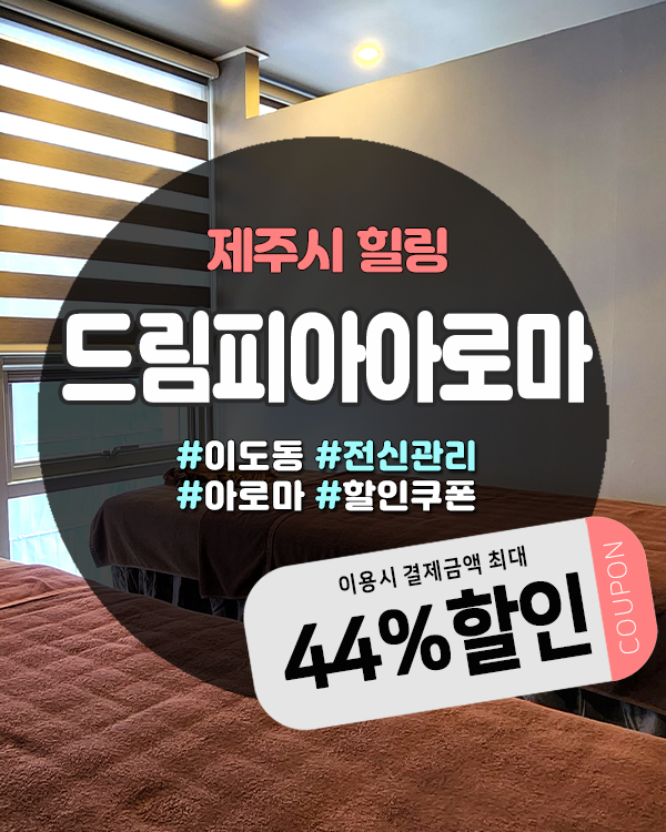 제주시청·제주법원 근처 구제주마사지 깔끔한 시설의 드림피아아로마