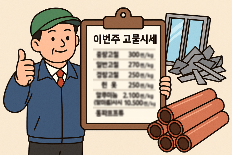  이번주 (2025년08월11일) 고물시세·고철시세·동파이프류시세 알려드려요 <양평고물상 명성철재·고물>