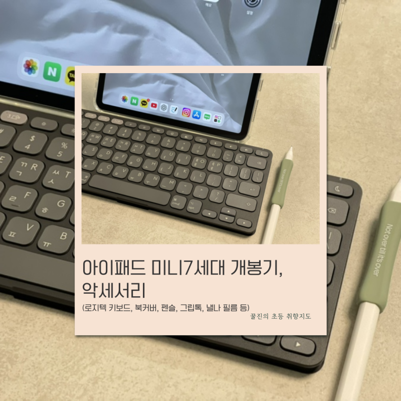 아이패드 미니7세대 개봉기, 악세서리 (로지텍 키보드, 북커버, 펜슬, 그립톡, 낼나 필름 등)