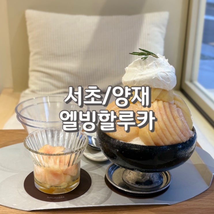  양재천 빙수 맛집 카페 엘빙할루카 2번째 방문 복숭아빙수 망고빙수 후기 feat.주차 정보