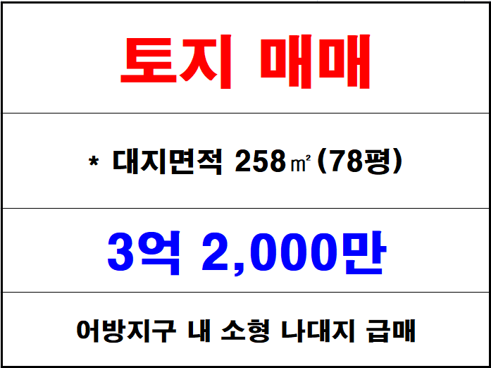  김해 어방동 토지 매매, 동김해ic 옆 어방지구 내 70평대 소형 나대지, 땅 급매