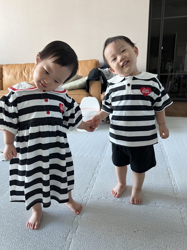  23개월 쌍둥이 아빠의 내돈내산! 케어베어 하트 베어베어즈 동글 귀달이 세일러 상하복 솔직 후기 (사이즈 꿀팁까지!)
