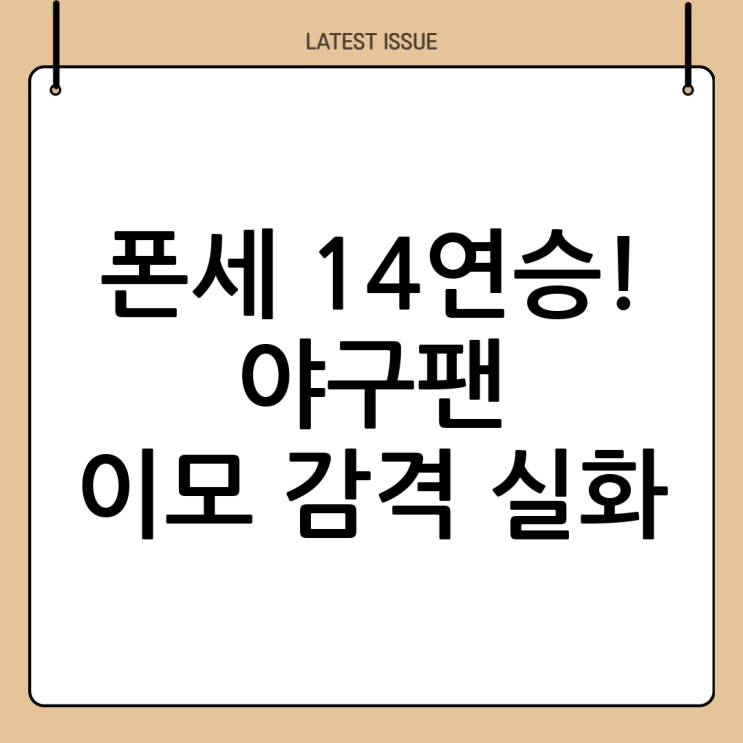 기적의 폰세! 한화 폰세, 14연승 달성! (feat. 야구 이모 감격 후기)
