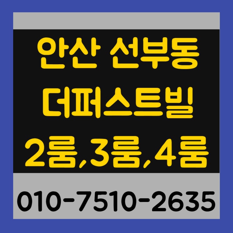  안산 선부동 더퍼스트빌 2룸, 3룸, 4룸 신축빌라 최저실입주금