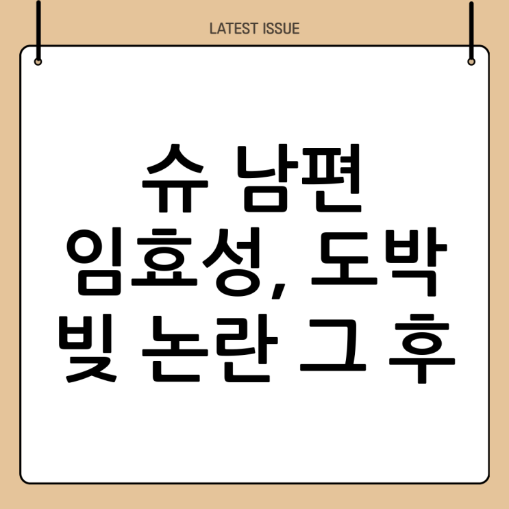  슈 남편 임효성 도박 빚 논란: 그 후의 이야기