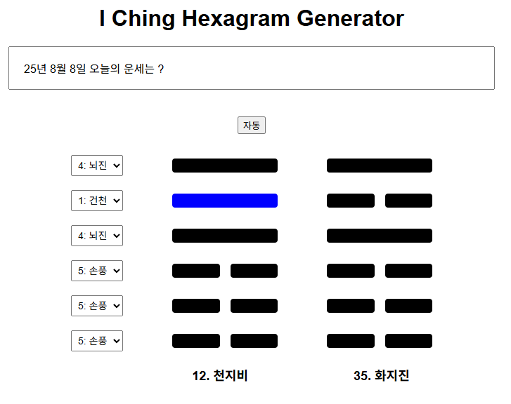  25년 8월 8일 오늘의 운세는 천지비(天地否)  5효