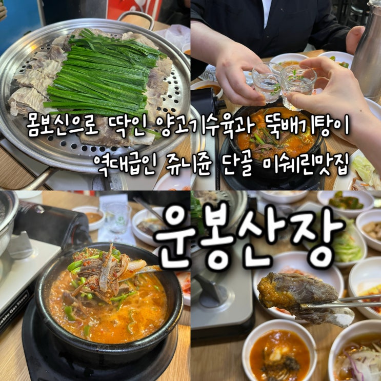  내돈내산 | 몸보신으로 딱인 양고기수육과 뚝배기탕이 역대급인 쥬니쥰 단골 서울블루리본맛집 “운봉산장”