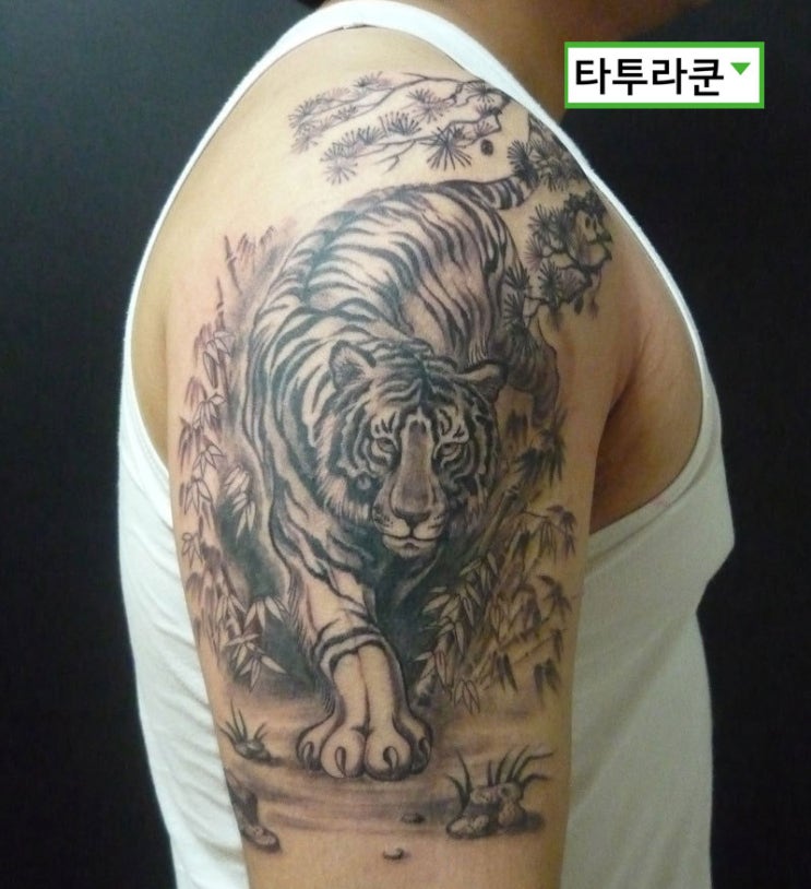  꽤 흔한 도안으로 작업한 호랑이 반팔 문신-01입니다./남자 반팔타투/[홍대 타투라]2013. 10. 3. 10:19