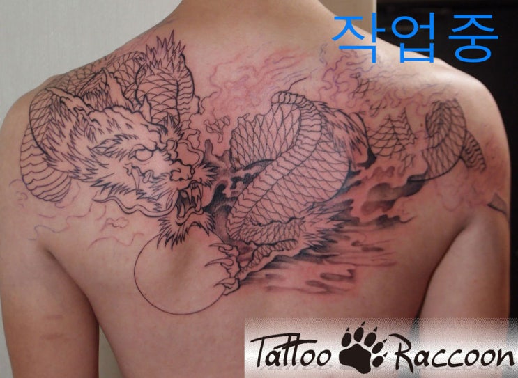  진행중인 용작업입니다.- 보통은 등에 용을 그리시면 세로로 많이 원하시는데 이 분은 가로 도안을 가져오셧네요[타투라쿤]이리호 2013. 10. 3. 09:05