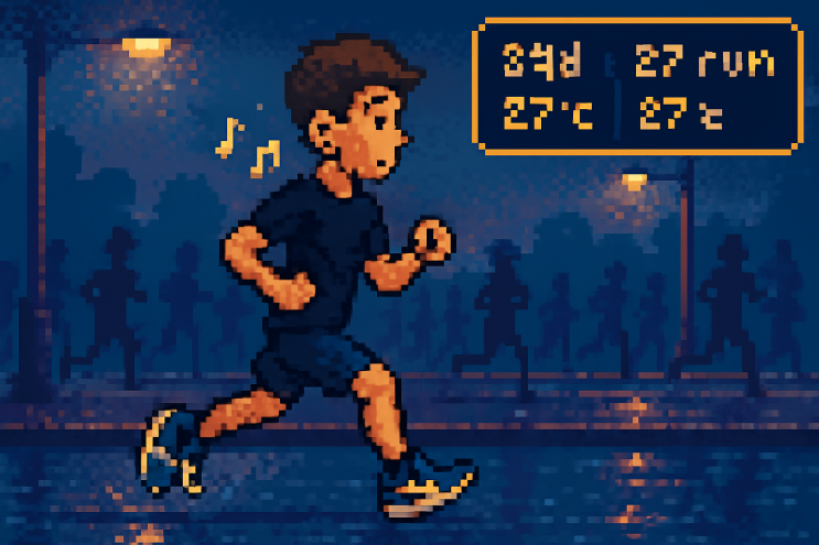  ️ 초보러너 35일차 러닝일지｜나이키 페가수스41 27도 한여름 밤, 신발끈 풀린 날의 5km 러닝