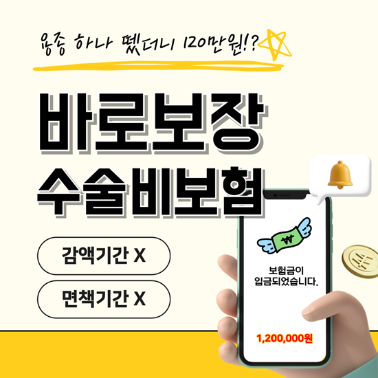  감액 면책없는 수술비 보험 대장용종 120만원 바로보장 플랜