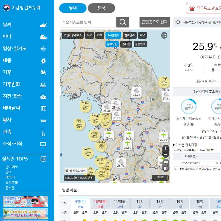  오늘 날씨 예보 확인 사이트 5곳! 상세 정리, 비 맞지 마세요.