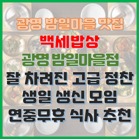  광명 밤일마을 한정식 맛집 백세밥상 대접하는, 대접받는 느낌의 가족 식사 추천 장소