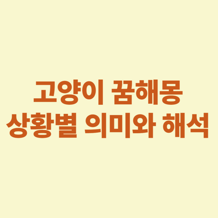  고양이 꿈해몽 상황별 의미와 해석