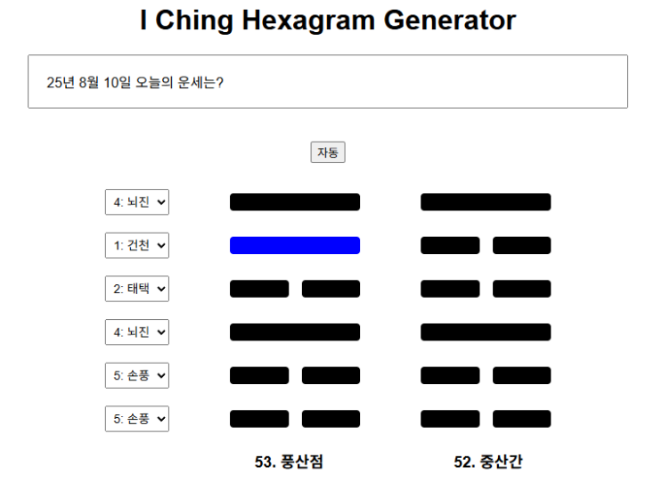  25년 8월 10일 오늘의 운세는 ?  풍산점(風山漸) 5효