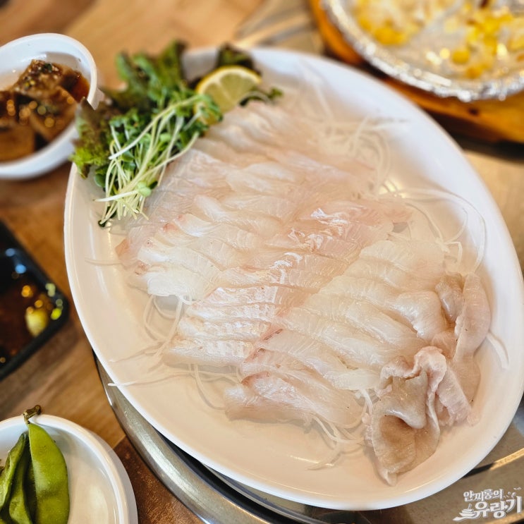  경기 광주 횟집 장지동 회 한마당 광어회와 손 수제비 매운탕
